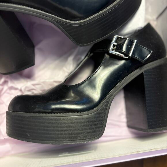 Steve Madden Roony Platform Mary Jane Heels 9 Black NWT 90s Y2K Whimsi Goth - Picture 4 of 7